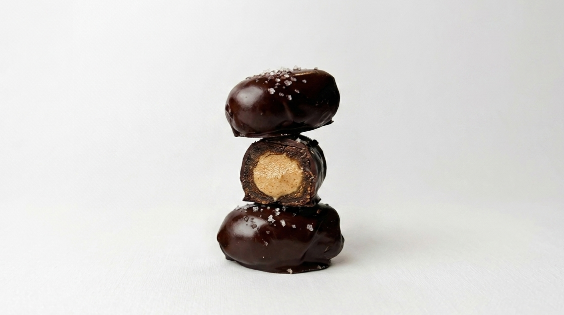 Chocolate Covered Medjool Dates · Almond Butter Stuffed