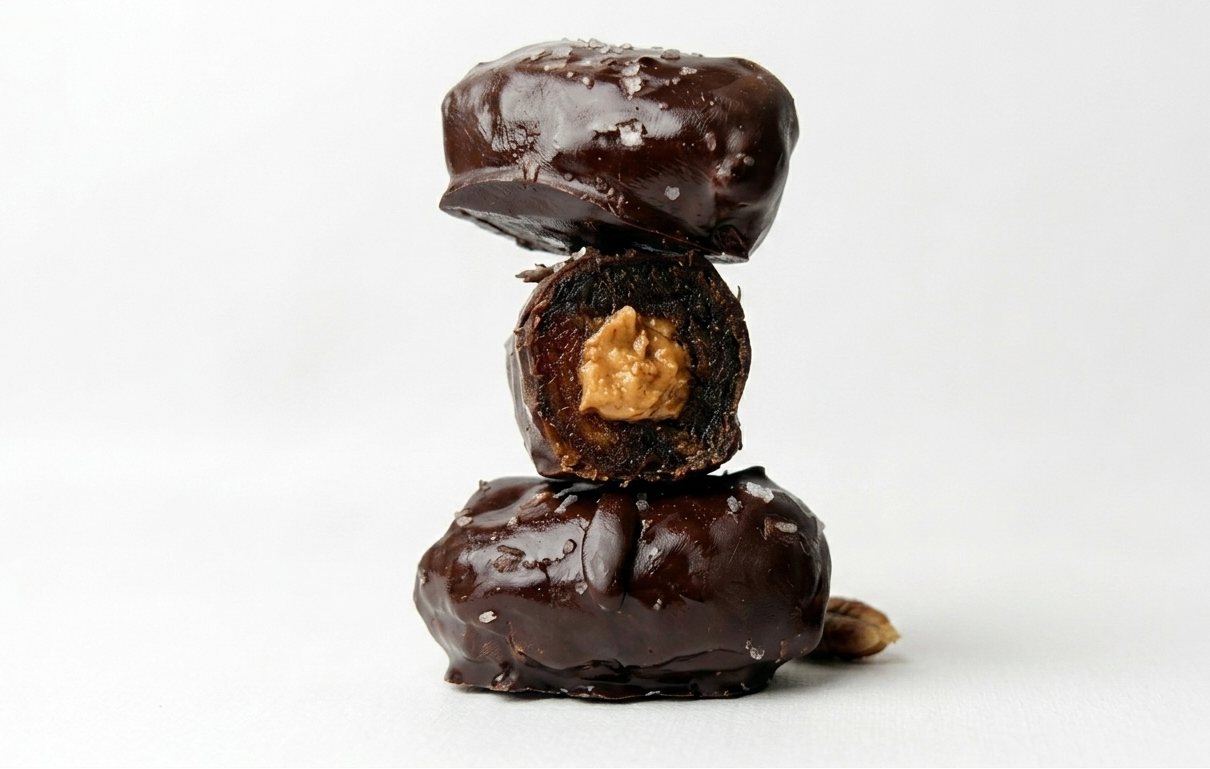 Chocolate Covered Medjool Dates · Peanut Butter Stuffed