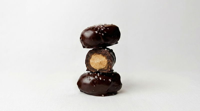 Chocolate Covered Medjool Dates · Almond Butter Stuffed